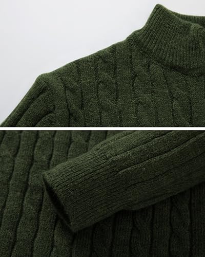 Men's Quarter Zip Cable Knit Sweater Warm Mock Neck Sweaters Pullover Soild Long Sleeve Top for Fall Winter4