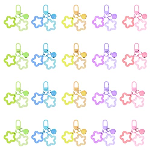 DOPENSPI 20 Pcs Star Keychain, 5 Colors Acrylic Star Keychain