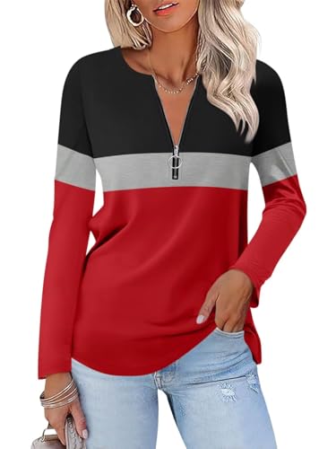 Chemise à manches longues pour femme avec fermeture éclair Orandesigne style décontracté d'automne