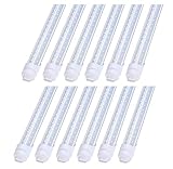 R17d Rotatable HO Base V Shaped 65W 8 Foot Led Lulbs Double Row, 7800LM,150W Fluorescent Lamp Replacement Shop Lights, Dual-Ended Power, Cold White 6000K,Clear Cover, AC 85-277V Pack of 12
