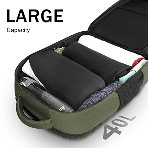 Matein Carry On Backpack, Extra Large 40L Travel Backpacks Airplane Approved Weekender Bag For Men And Women, Water Resistant Overnight Luggage Daypack Business Suitcase Anti-Theft Duffel Bag, Green #TOP1