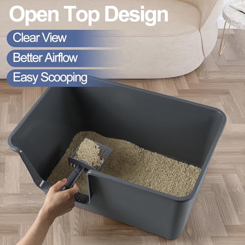 Arenero para gato extra grande plástico con lados altos, 2 unidades miniatura 6