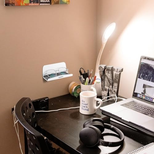 Image of Acrylic Home Office Wall-Mounted Reading Glasses Holder, Sunglasses Glasses Wall Shelves, Eyeglasses Display Rack, Glasses Organizer with Adhesive Tape for Bedroom, Living Room, Entryway (White)