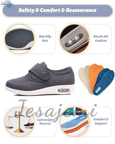 Diabetic Shoes for Women Stylish Arch Support Walking Slippers with 3 Pairs Insoles Replacement for Elderly Swollen Feet Widening Elderly Shoes3