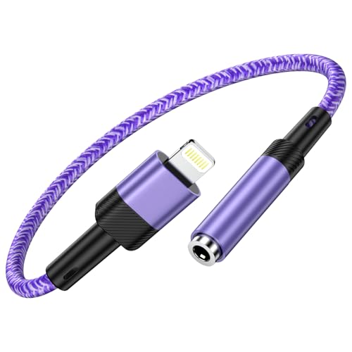 iPhone イヤホンジャック Lightning - 3.5 mm ライトニング ナイロン編み 変換 ケーブル HIFI音質 高耐久 ヘッドフォンジャックアダプタ IOS17/16対応 iPhone14/13/12/11/SE/X/XR/8/7に対応(パ