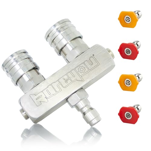 Kareyou 高圧洗浄用ノズルチップ 可変ノズル 「2イン1デュアルノズル接続」 1/4クイック接続 合金鋼材質 5000PSI 超高温耐え 洗車 農具 地面清掃 Kareyouエンジン高圧洗浄機使用可0°/15°ノズル付き