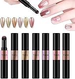 BISHENGYF Chrom Nagelpuder Stift, Neuartiges Design Nagelpulver, Metallic Luftkissen Nagel Glitzerpuder, Spiegel Effekt Pulver Nagelkunst & Zubehör für DIY Nageldesign.(6 Farben)