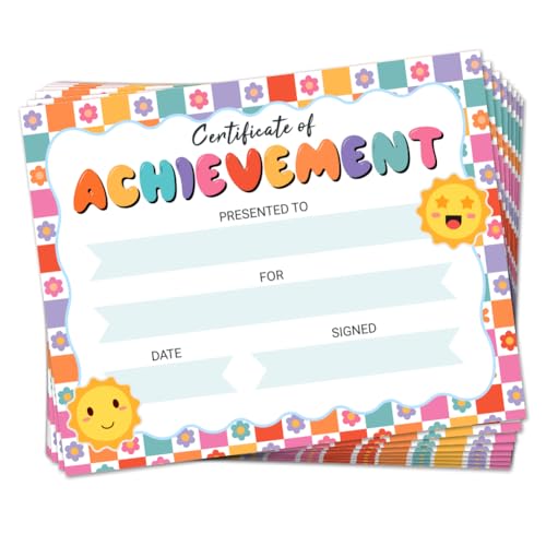 Doodlream 30 Buntes Gitter Randzertifikat für Die Erfolgreiche Teilnahme Anerkennungspapier 25 x 20 cm Blank Vorschule Kindergarten Graduierung Diplom Zertifikate Student Sport Aktivitäten Award