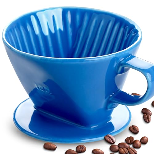 Comparison: Best Starbucks Pour Over Ceramic 4 hailanbao Handmade Pour Over Ceramic Coffee Dripper - Authentic Brewing Experience for Camping, Office, and Home (Blue)