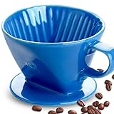 hailanbao Handmade Pour Over Ceramic Coffee Dripper - Authentic Brewing Experience for Camping, Office, and Home (Blue)