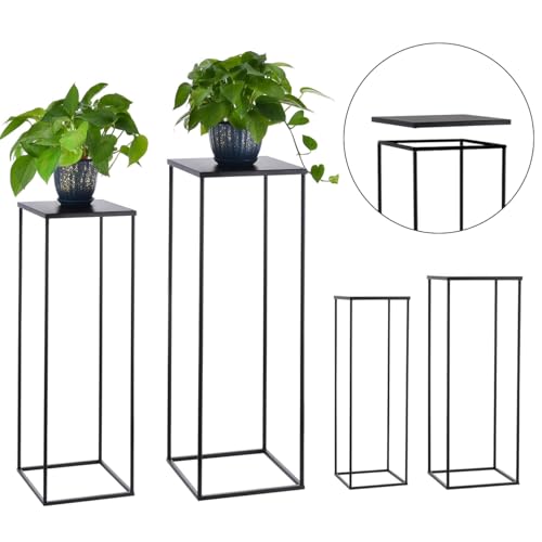 VINCIGANT 2er Set Blumenständer Metall Schwarz, 69cm und 79cm Hoch Blumenständer Metall Schwarz Stabil Pflegeleicht für die Dekoration in Wohnzimmer Schlafzimmer oder Büro Draußen Innen