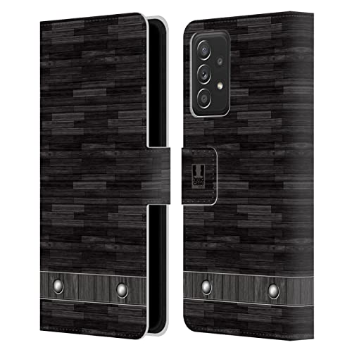 Étui portefeuille en cuir Head Case Designs compatible Galaxy A52 style bois rustique