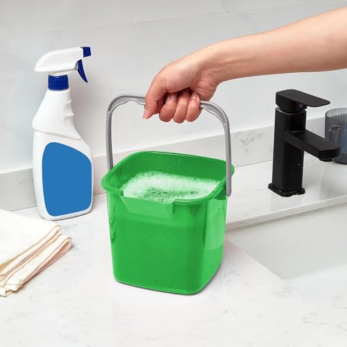 Image of Irenare 16 Pcs Sanitizing Bucket 3 Quart Cleaning Pail Small Detergent Square, Spout and Handle Plastic Utility Sanitizer Buckets for Restaurant Kitchen Home Offices (Multicolor)