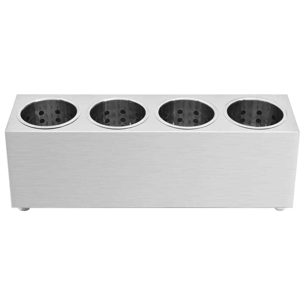 Solivagant Besteckbehälter 4 Fächer Rechteckig Edelstahl, Küche Esszimmer,Küchenhelfer -utensilien,Küchenorganizer,Besteckkästen, 2.75 kg-51227