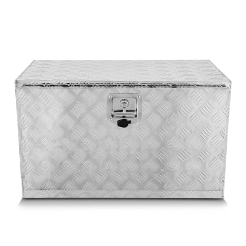 DNA MOTORING Truck Tool Box Lockable Storage Box, Truck Bed Tool Box Truck Bed Organizer Aluminum Truck Tool Boxes for Bed of Truck, w/Lock & Keys, 31.5" L X 19" D X 19" H Silver, TBOX-T5-014-ALU