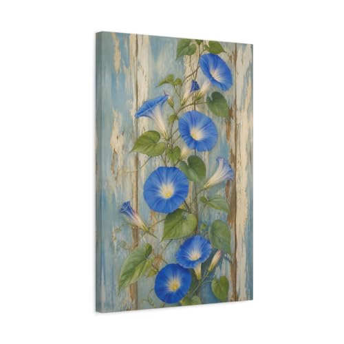 Impression sur toile fleurs bleues 40x60cm châssis épais 3cm