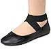 Alpine Swiss Peony Ballet Flats Shoes for Women | Elastic Ankle Strap Flats | Round Closed-Toe Shoes | Slip On Loafers | Padded for Comfort Leatherette BLK 8