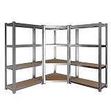 Metalowe Półki Narożne I MDF Półka O wysokim przepływie do 700 kg Z 4 Regulowanymi Półkami Idealny Do Garażu Warsztat Piwnica Magazyn Modułowa Projekt 160 x 70 x 40 cm