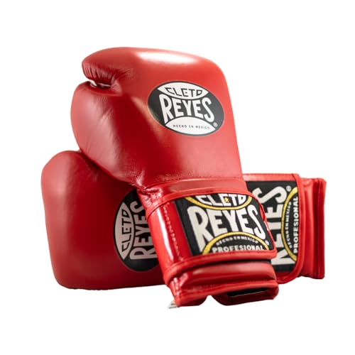 CLETO REYES Training Gloves with Leather Strap & Attached Thumb and Hook & Loop Closure, 16oz, Classic Red