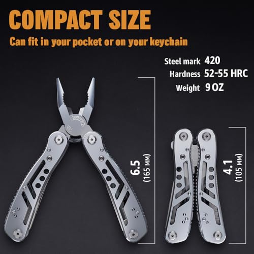 24-in-1 Multitool with Knife, Pliers & 11 Bits Sharp Stainless Steel - Multi Tool for Men - Ideal Gear with Tools for Camping Hiking, Survival, EDC - Best Gifts for Dad Husband Boyfriend 2238 - Image 6