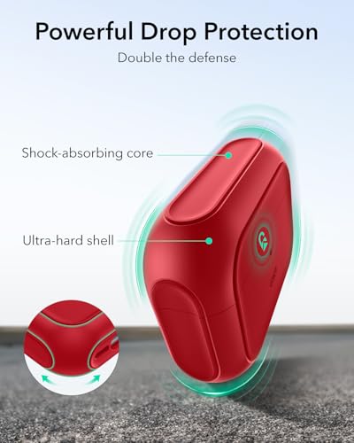 Image of ESR for AirPods Pro 3 Case, Compatible with AirPods Pro Case 3rd Generation (2025), Compatible with MagSafe, Full Drop Protection Cover with Lanyard, Red