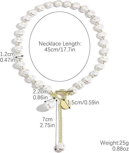 Collar en de perlas barrocas - Cadena de clip de oro combinada con perlas grandes irregulares - Estilo colgante en forma de Y