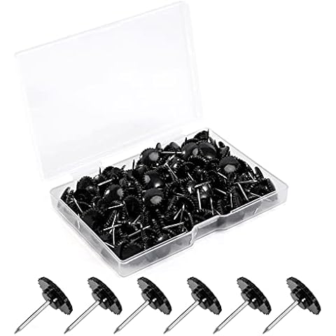 150PCS Black Push Pins, Standard Clear Thumb Tacks Steel Point and Transparent Plastic Head for Bulletin Board, Fabric Marking, Crafts and Office Organization Cover