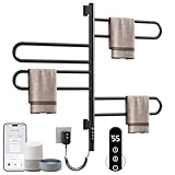 SKYLYZH Toallero Eléctrico, Rotación de 180° Radiador de Baño Eléctrico, 430 x 780mm, 130W, WiFi Negro Calentador de Toallas, Toallero electrico baño, para Alexa y Google Home y APP-G65 WiFi Black