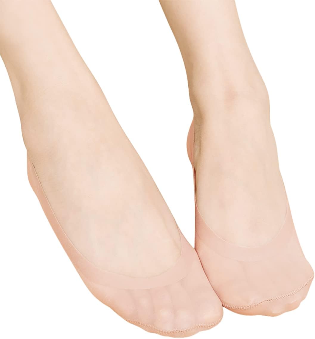 SUE&JOE Women's No Show Socks Low Cut Liner Socks Non Slip Nylon Footies Invisible Socks for Flats