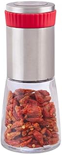 Relaxdays Chili Mill, Stainless Spice Shaker with Herb Grinder, 16 cm Tall, Red-Silver
