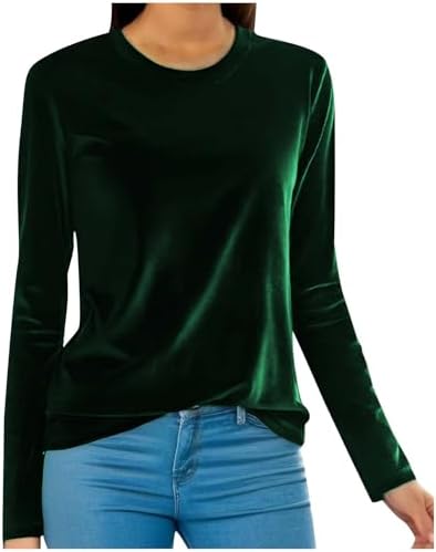 Velvet Tops for Women Long Sleeve Round Neck Shirt Blouse Pullove Solid Casual Tee Shirt Trendy Velvet Tops Velvet Tops for Women Long Sleeve Round Neck Shirt Blouse Pullove Solid Casual Tee Shirt Trendy Velvet Tops
