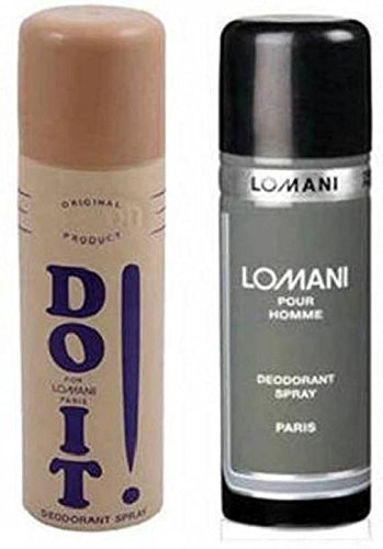"Lomani Pack of 2 Do?It & Pour Homme Deodorant Spray 200?ml � Unisex Aromatic Spicy Citrus & Fresh Woody Fragrance, Long?L...