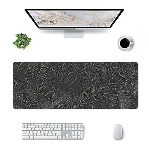 Topographic Contour Gaming Mouse Pad Large Xl Long Extended Pads Big Mousepad Keyboard Mouse Mat Desk Pad Home Office Decor Accessories For Computer Pc Laptop #TOP1
