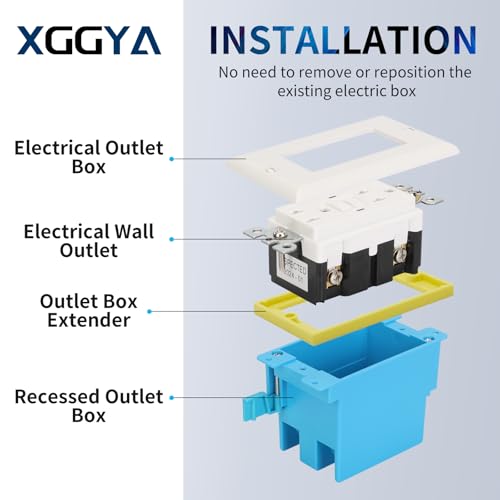Image of Single Gang Receptacle Outlet Box Extenders 1 /4 inch,Yellow,Pack of 4 | Electric Outlet Extender Box With 8 screws; Box Extender 1 Gang for Electric Box and Electric Outlet Switches.