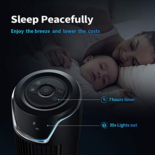 Tower Fan, Oscillating Quiet Cooling Fan Tower with LED Display, Timer and Remote, Built-in 3 Modes and Speed Settings, Portable Stand Floor Fans Safe for Children Bedroom and Home Office Use, 36-Inch