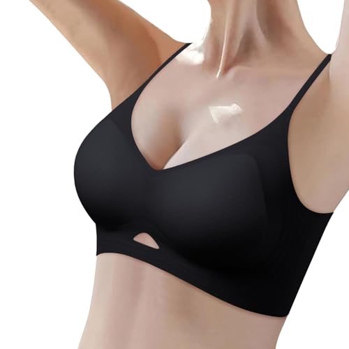 Soutien-gorge grand bonnet sans couture noir : sous-vêtement fin, souple et respirant taille L