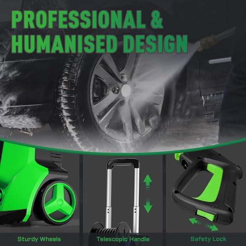 Electric Pressure Washer 5000PSI 3.5GPM with Touch Screen & 5 Nozzles, Portable Design for Car, Patio, and Outdoor Cleaning (Green) - Image 4