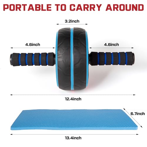 Ab Roller Wheel,Ab Workout Equipment,Home Gym Equipment for Abdominal & Core Strength Training,Wider Ab Machine with Knee Pad Accessories,No Noise Ab Wheel for Men & Women Abdominal(Bule)