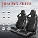 2 Pcs Universal Bucket Racing Seats, PVC Leather Adjustable Car Seats with Dual Sliders, 2 Headrest Pillows 22.04'' W x 36.6'' H x 21.6'' D