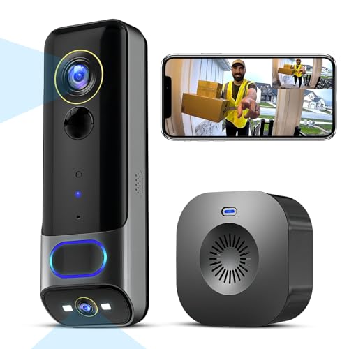 Video Doorbell Camera Wireless , Dual Camera Doorbell with Chime, Delivery Guard,2-Way Audio,Human Detection,Night Vision,No Subscription