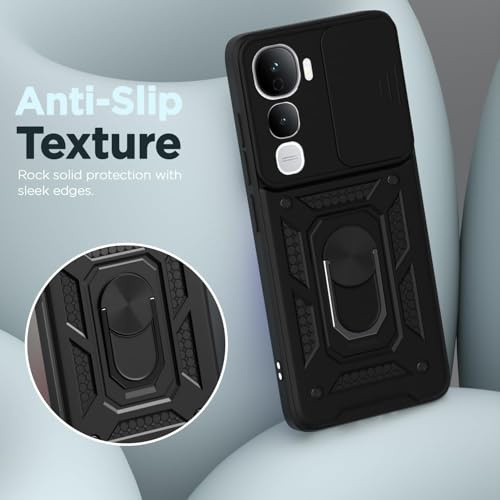 Image of AIBEX Back Cover for Vivo Y400 Pro 5G | D10 Tough Armor Case | Sliding Camera Shield | 360 Protection | Kickstand Ring Holder | Military-Grade Bumper Case