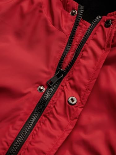 Image of The Souled Store Solids: Deep Red Boys and Baby Oversized Fit Long Sleeve Hooded Neck Polyester Utility Jackets