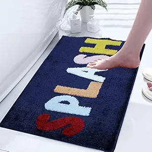 Roseate Splash Super Soft (40x60 cm) Microfiber 2000 GSM Bath Mat Super Absorbent Anti-Skid Mats for Bathroom/Bedroom/Kitchen/Door Mat/Floor Mat (Blue) Pack of 1