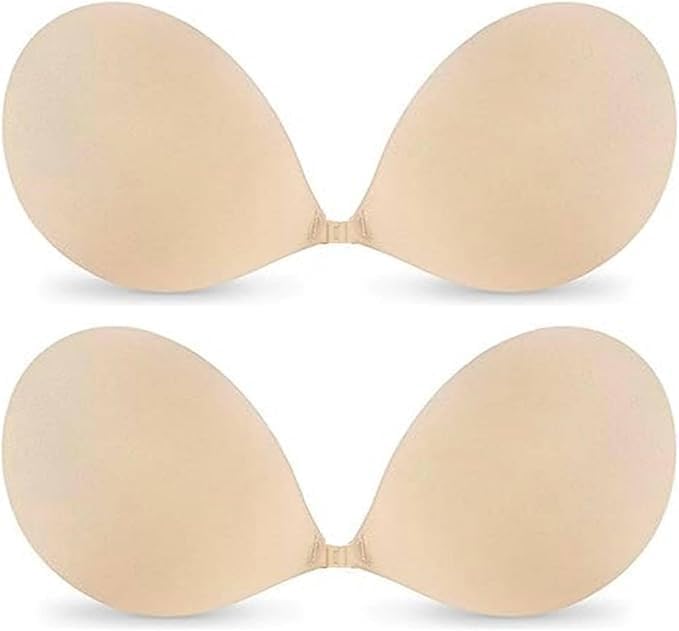 kitchvibe Adhesive Bra | Strapless Sticky Invisible Push Up Silicone Bra for Women | Reusable Backless Bra for Deep Neck, Off Shoulder & Party Dresses (2Pcs Black Pad)-picture-20