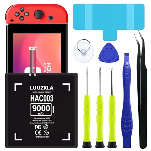 9000mAh HAC003 Battery, (2024 New Upgrade) Replacement for Nintendo Switch Game Console HAC-001 HAC-003 Internal, with Full Tool Kit