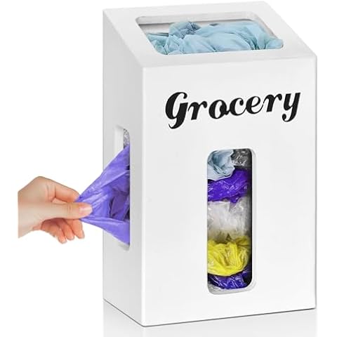 Plastic Bag Holders for Kitchen Organizers and Storage, Wall Mounted Grocery Bag Holder with 4 Easy-Access Openings, Farmhouse Plastic Bag Organizer Under Sink, Trash Bag Holder for Trash Can Liner Cover