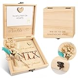 TUZELIYA Lustige Geschenke für Männer Frauen, NIX Geschenk Geburtstag Holz mit Grußkarte Trockenblumen, Wir schenken uns Nichts Geschenk