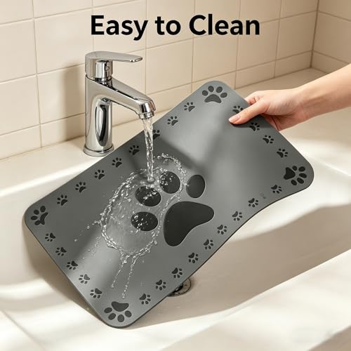 Pet Food Mat 24"x16" Cat Feeding Mats for Food and Water, Easy to Clean, Absorbent Dog Mats Quick Dry for Pet Supplies Messy Drinker — view 3