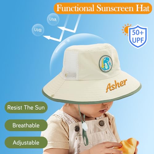 Personalized Embroidered Baby Bucket Hat, Custom Toddler Mesh Sun Hat Wide Brim Beach Hat UPF50+ for Boys Girls2