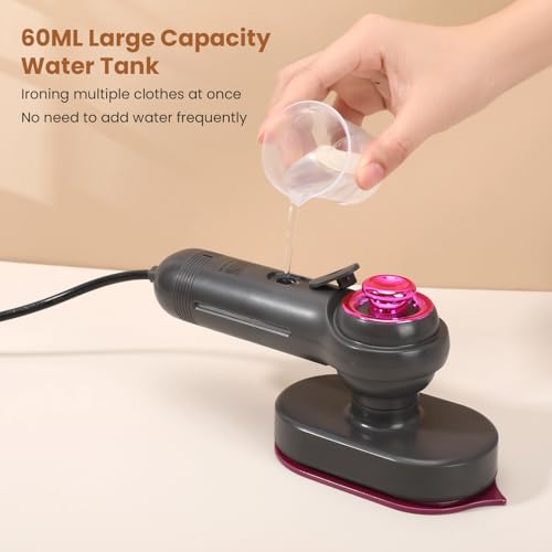 Travel Steamer Iron for Clothes Mini, Portable Ironing Machine for Wrinkles Remove, 60ml Water Tank with Heat-Resistant Gloves, Convenient clothes steamer for Home, Office and Travel (Elegant Black) - Image 6